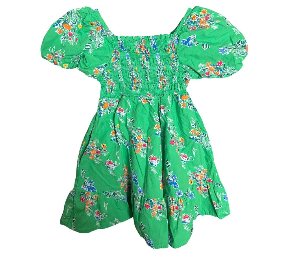 Cat & Jack 5T Toddler Green Floral Smocked Dress